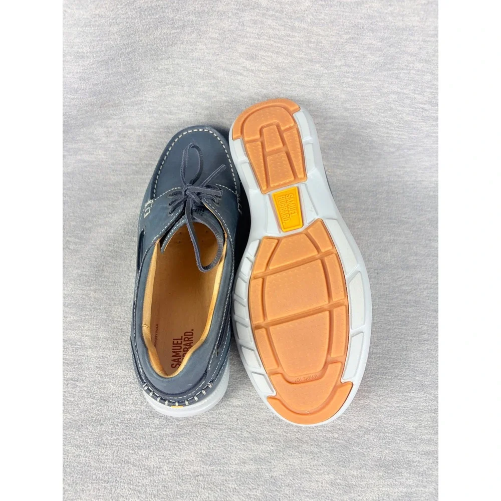 Samuel Hubbard New Endeavor Boat Shoes Driftwood Blue Leather Mens 9.5 Wide
